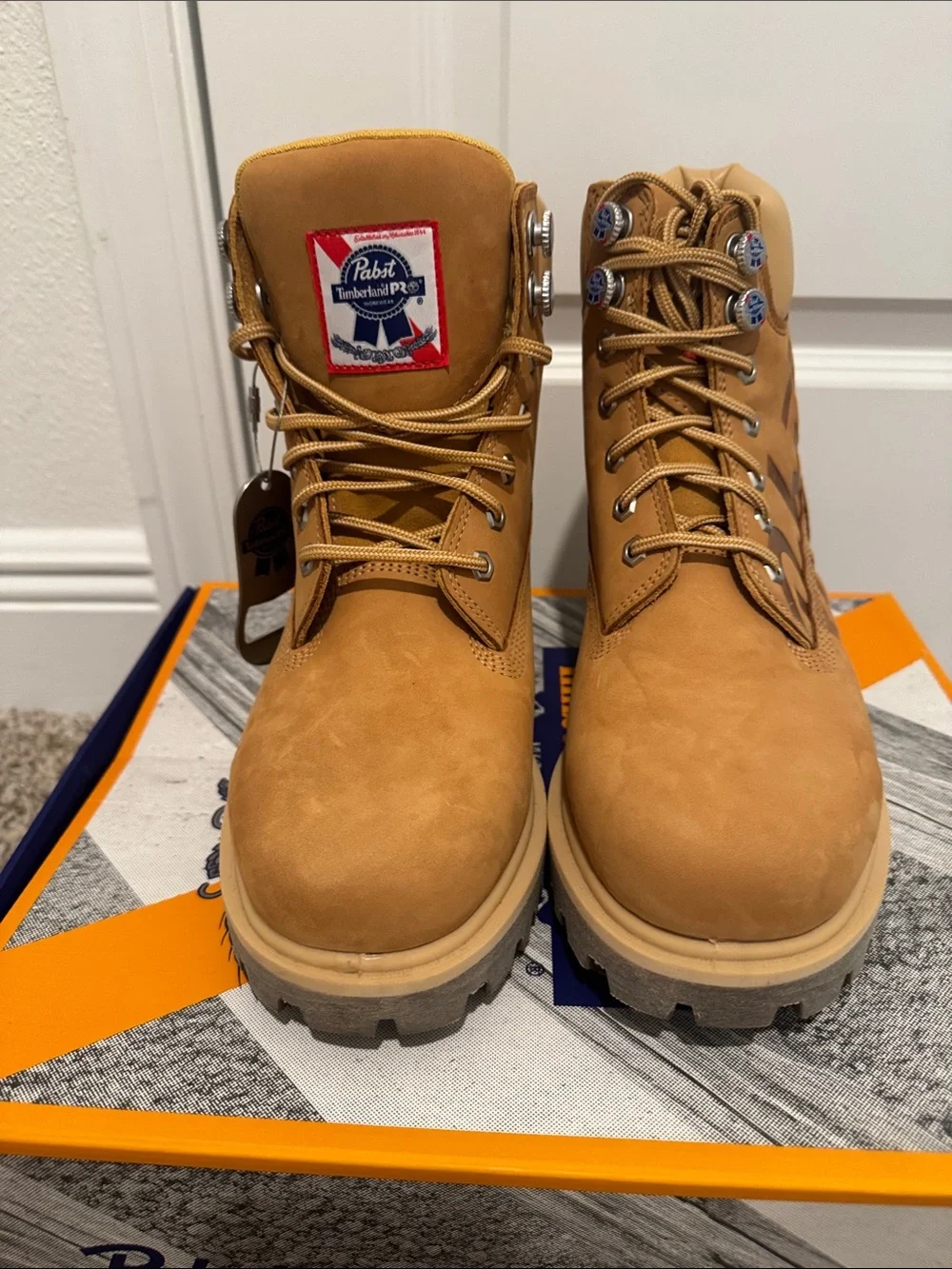 Limited edition Men's Timberland Work Boot Pabst Blue Ribbon